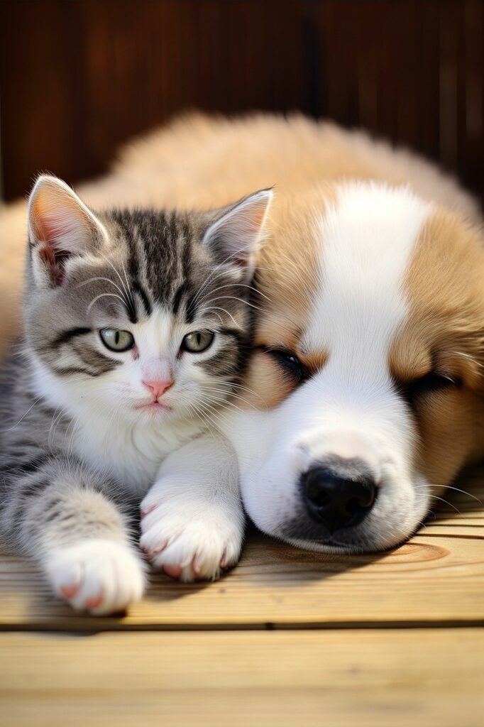 Landing Page Cat and Dog lay down.